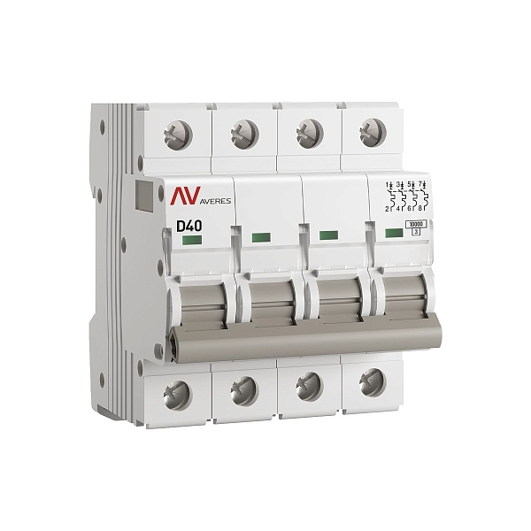 Выключатель автоматический AV-10 4P 40A (D) 10kA EKF AVERES