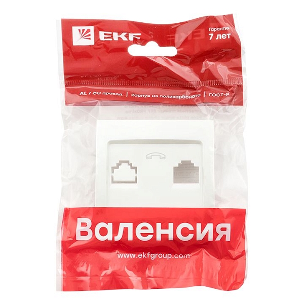 Валенсия лицевая панель розетки Phone 1-местная жемчуг EKF