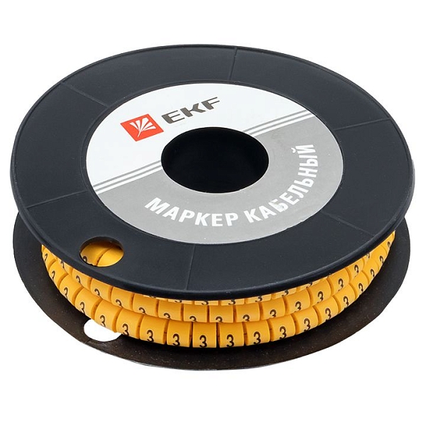 Маркер кабельный 2,5 мм2 "3" (1000 шт.) (ЕС-1) EKF PROxima