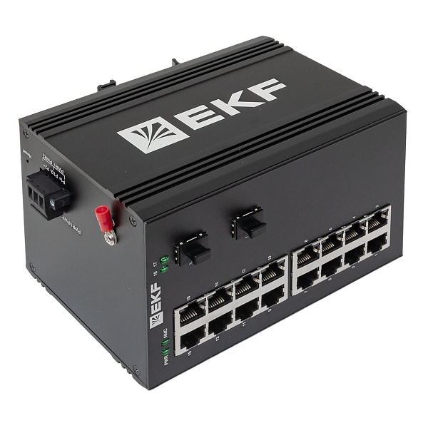 Промышленный неуправляемый коммутатор U-2GX/SFP-16GT, 2 порта 1000Base-X SFP, 16 портов 10/100/1000Base-T(X) RJ45, монтаж на динрейку TSX EKF