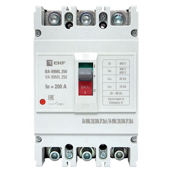 Автоматический выключатель ВА-99МL 250/200А 3P 20кА EKF Basic