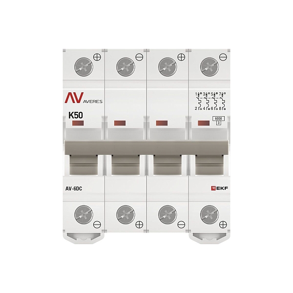 Выключатель автоматический AV-6 DC 4P 50A (K) 6kA EKF AVERES