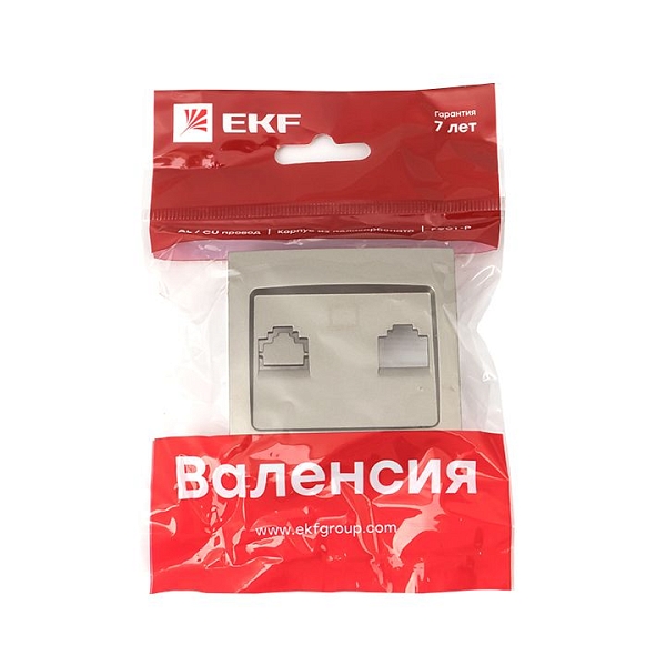 Валенсия лицевая панель розетки RJ-45 1-местная кашемир EKF