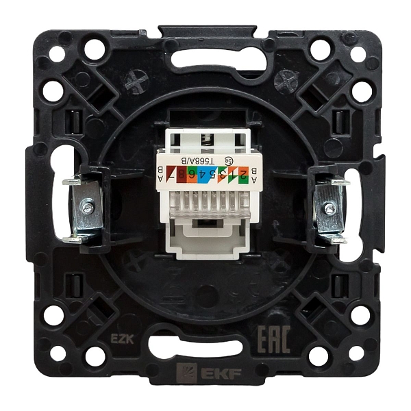 Стокгольм Механизм Розетки RJ-45 1-местной черный EKF