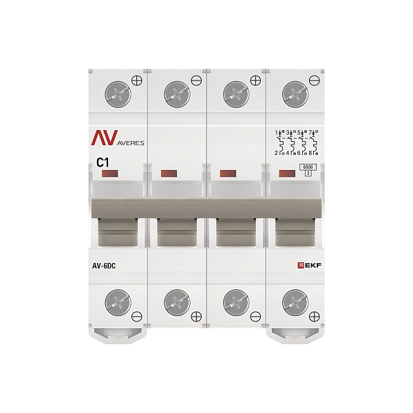 Выключатель автоматический AV-6 DC 4P 1A (C) 6kA EKF AVERES