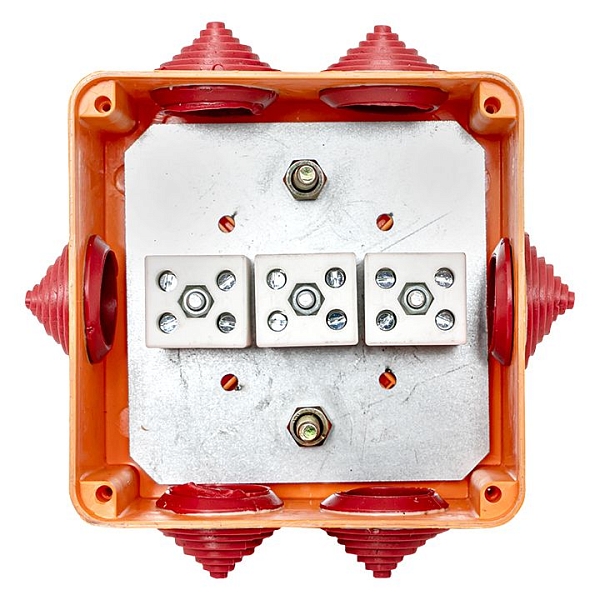 Коробка огнестойкая E90 100x100x50мм, с клеммником 6 полюсов 1,5-2,5 мм2 IP55 EKF
