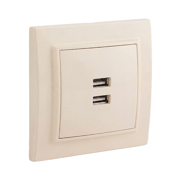Минск Розетка USB 2-местная СП 2,1А бежевая EKF