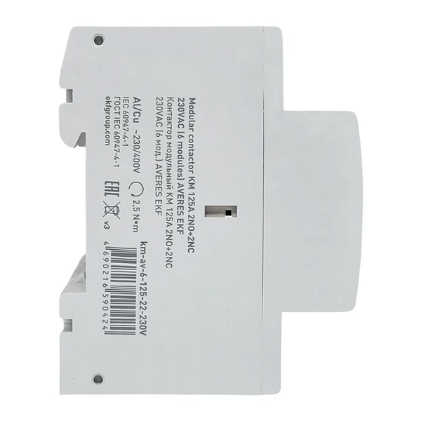 Контактор модульный КМ 125А 2NO+2NC 230В АС (6 мод.) AVERES EKF