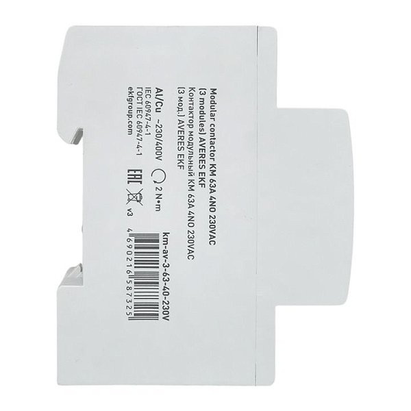 Контактор модульный КМ 63А 4NO 230В АС (3 мод.) AVERES EKF