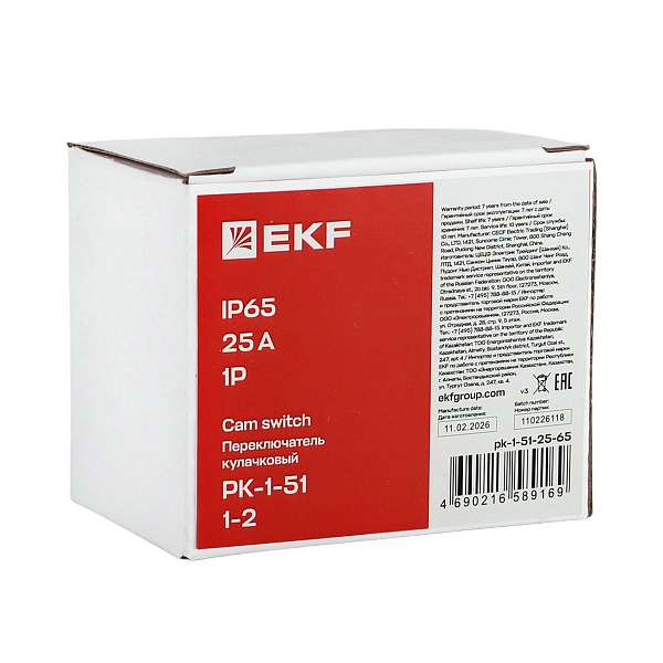 Переключатель кулачковый ПК-1-51 25А 1P «1-2» IP65 EKF