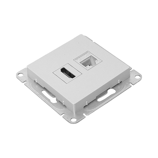 Механизм розетки HDMI+RJ45 (cat5), алюминий Эпика EKF