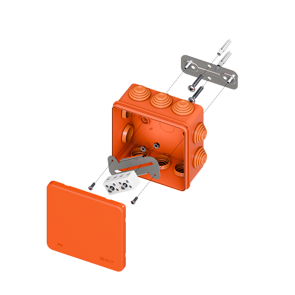 Коробка огнестойкая E45 100x100x50мм с клеммниками 4 полюса 0,5-10мм2 IP55 HF EKF
