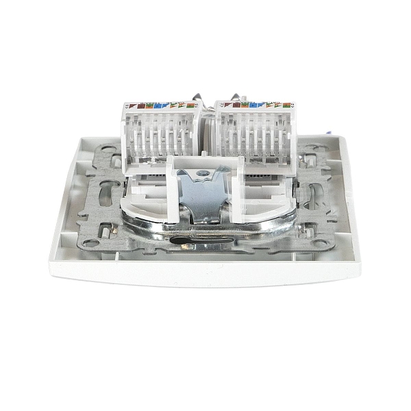 Розетка RJ-45 2-местная СП Минск белая EKF