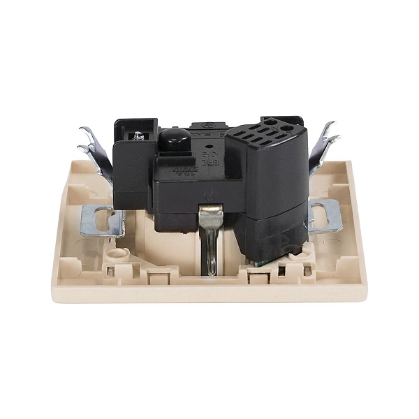Розетка 1-местная СП с/з Минск 16А бежевая с защ. штор. с USB 1А EKF