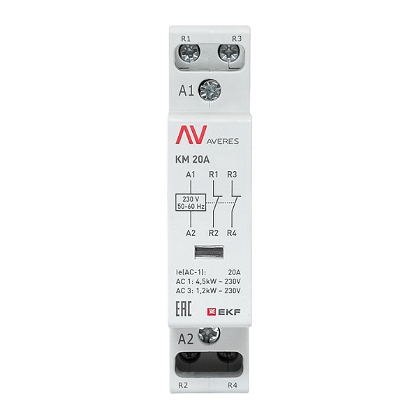 Контактор модульный КМ 20А 2NC 230В АС (1 мод.) AVERES EKF