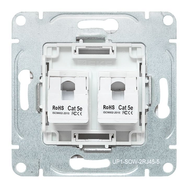 Механизм розетки RJ45 - 2шт, (cat5), белый Эпика EKF