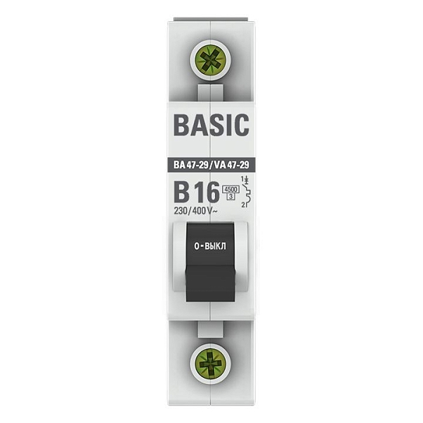 Автоматический выключатель ВА 47-29 1P 16А (B) 4,5кА BASIC