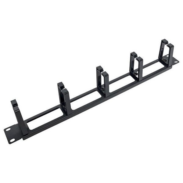 Кабельный органайзер TERACOM PRO 1U с 5 пластиковыми кольцами чёрный