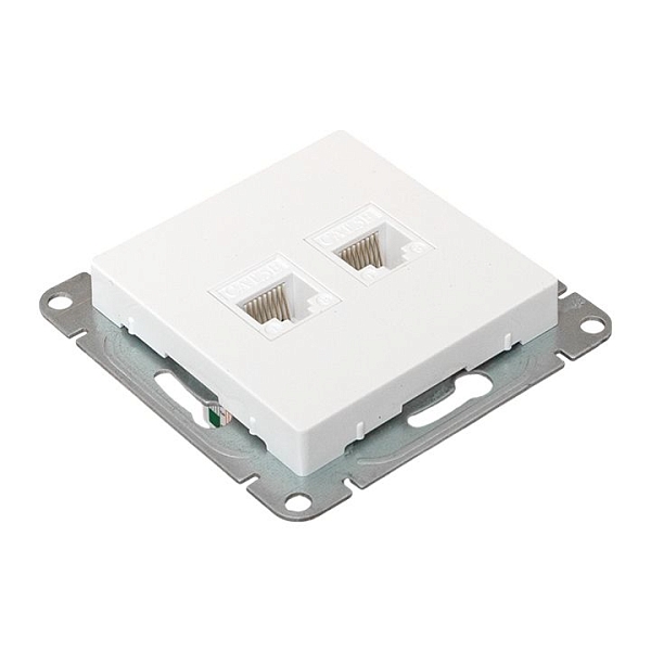 Механизм розетки RJ45 - 2шт, (cat5), белый Эпика EKF