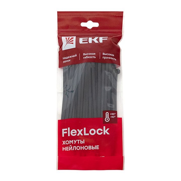 Хомут P6.6 стандартный (ч), 4.6x120 (100шт) FlexLock EKF