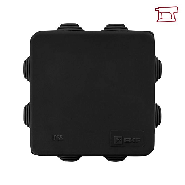 Коробка распределительная КМР-030-031 с крышкой (85x85x40) для прямого монтажа 8 мембр. вводов чёрная IP55 EKF