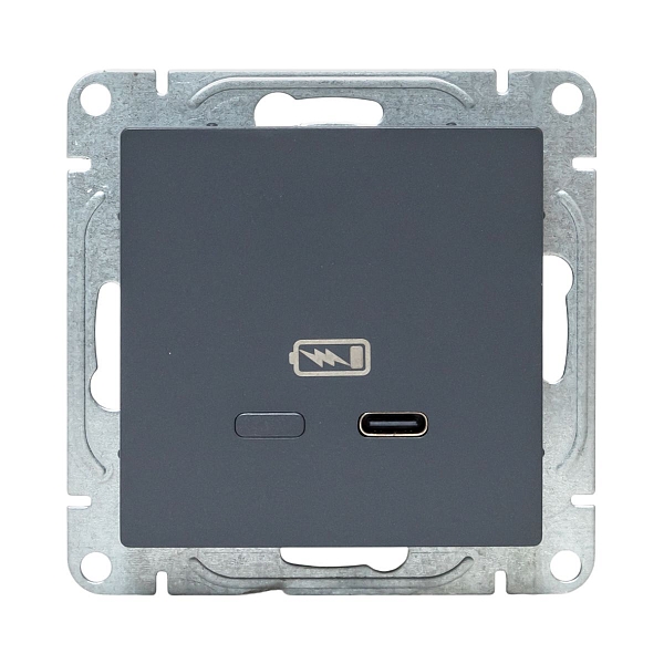 Механизм розетки USB-С, быстрая, графит Эпика EKF