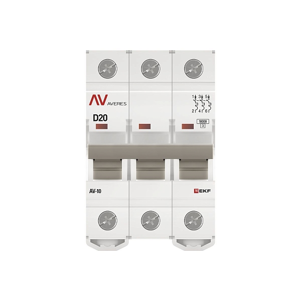 Выключатель автоматический AV-10 3P 20A (D) 10kA EKF AVERES