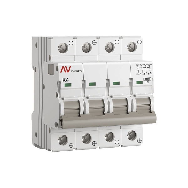 Выключатель автоматический AV-10 DC 4P 4A (K) 10kA EKF AVERES