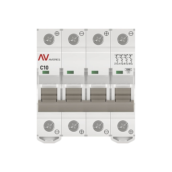 Выключатель автоматический AV-10 DC 4P 10A (C) 10kA EKF AVERES
