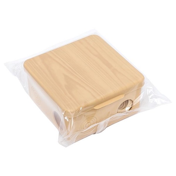 Коробка распределительная КМР-030-014 с крышкой (100x100x55), 8 мембранных вводов светлое дерево IP54 EKF PROxima