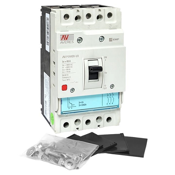 Выключатель автоматический в литом корпусе AV-POWER-1/3 80А 80кА TR EKF