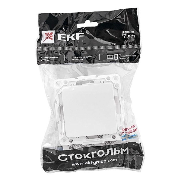 Стокгольм Механизм Выключателя 1-кл. 10А винтовые клеммы белый EKF