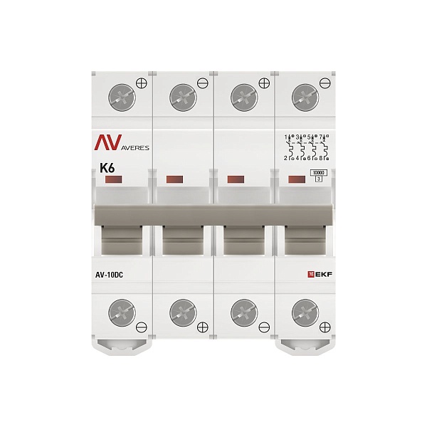 Выключатель автоматический AV-10 DC 4P 6A (K) 10kA EKF AVERES