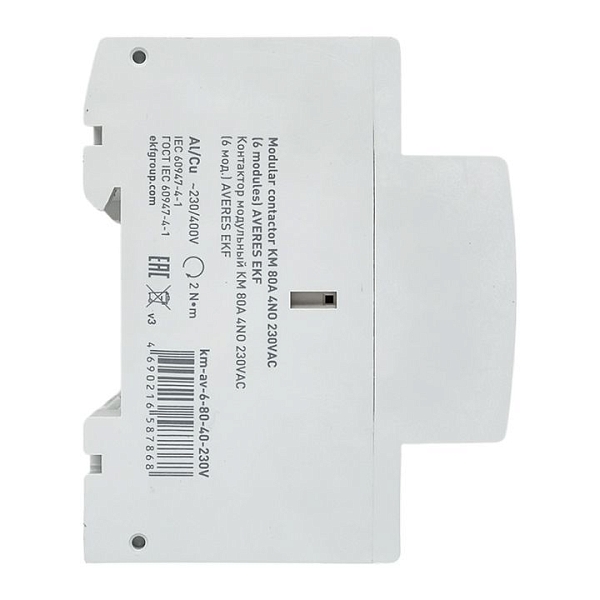 Контактор модульный КМ 80А 4NO 230В АС (6 мод.) AVERES EKF