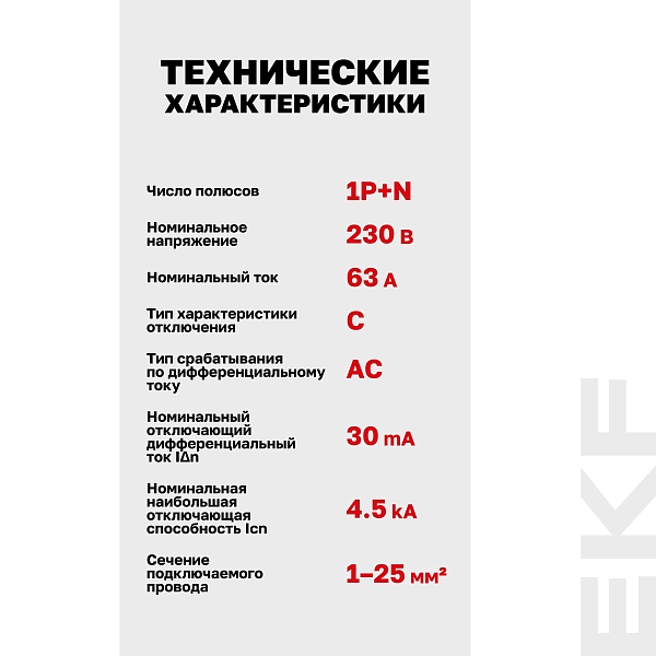 Автоматический выключатель дифференциального тока АД-12 1P+N 63А характеристика C 30мА тип АС электронный 4,5кА BASIC 
