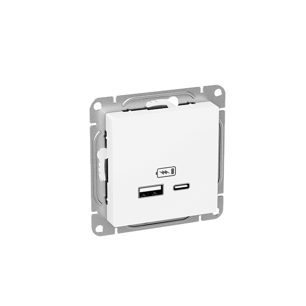 Механизм розетки USB-A+С, белый Эпика EKF