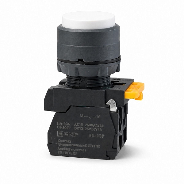 Кнопка выпирающая SB-35 с фиксацией 1NO+1NC белая IP65 EKF