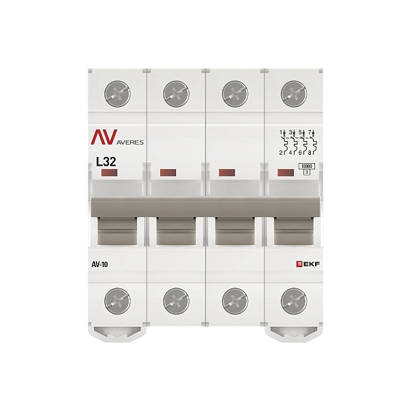 Выключатель автоматический AV-10 4P 32A (L) 10kA EKF AVERES