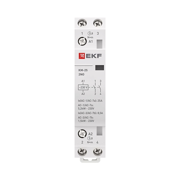 Контактор модульный КМ 25А 2NO 230В АС (1 мод.) PROXIMA EKF