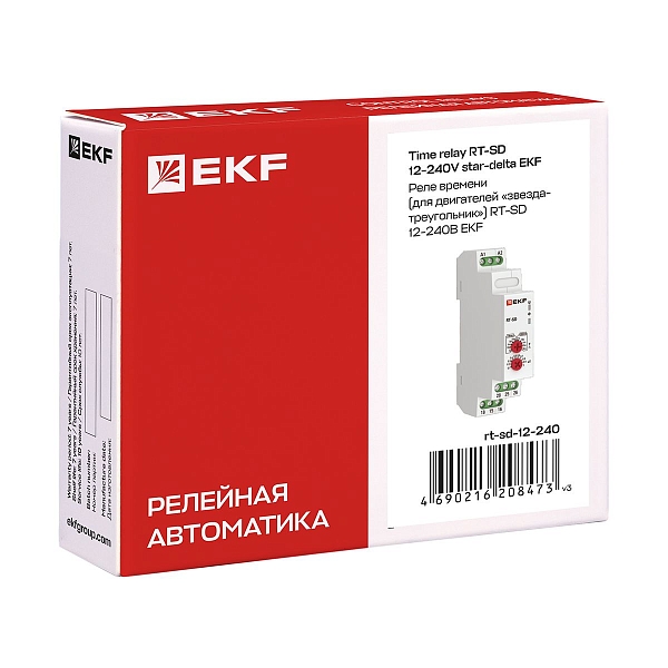 Реле времени (для двигателей "звезда-треугольник") RT-SD 12-240В EKF PROxima
