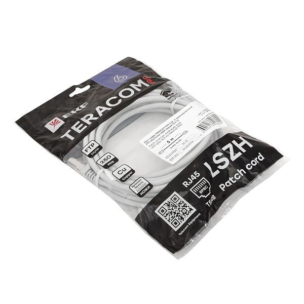 Патч-корд TERACOM PRO Cat.6 экранированный FTP оболочка LSZH серый (5,0м)