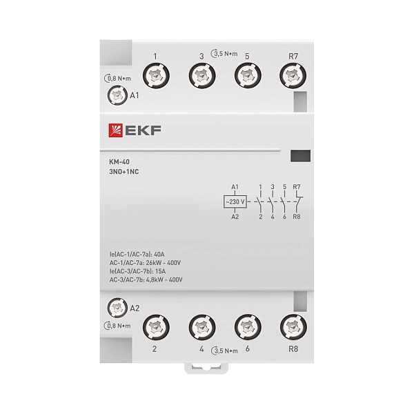 Контактор модульный КМ 40А 3NO+1NC 230В АС (3 мод.) PROXIMA EKF