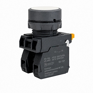 Кнопка SB-21 плоская без фиксации 1NO+1NС белая IP65 EKF