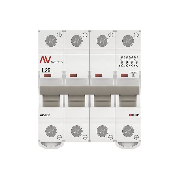 Выключатель автоматический AV-6 DC 4P 25A (L) 6kA EKF AVERES