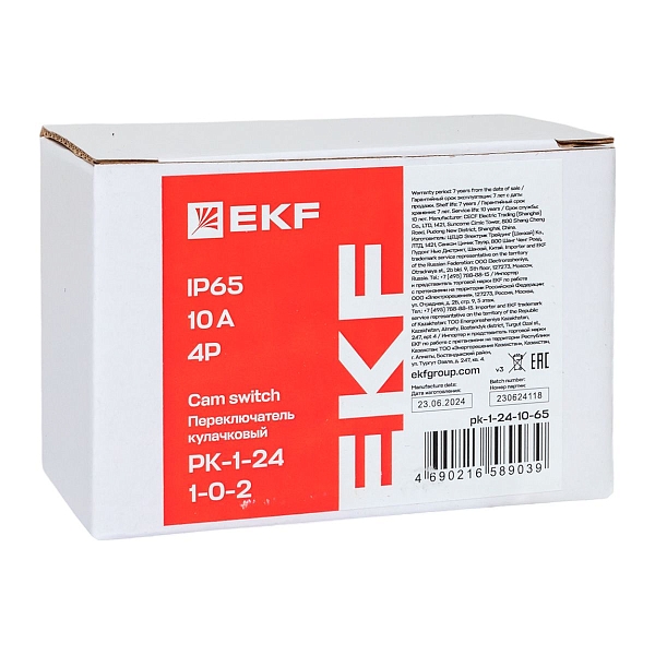 Переключатель кулачковый ПК-1-24 10А 4P «1-0-2» IP65 EKF