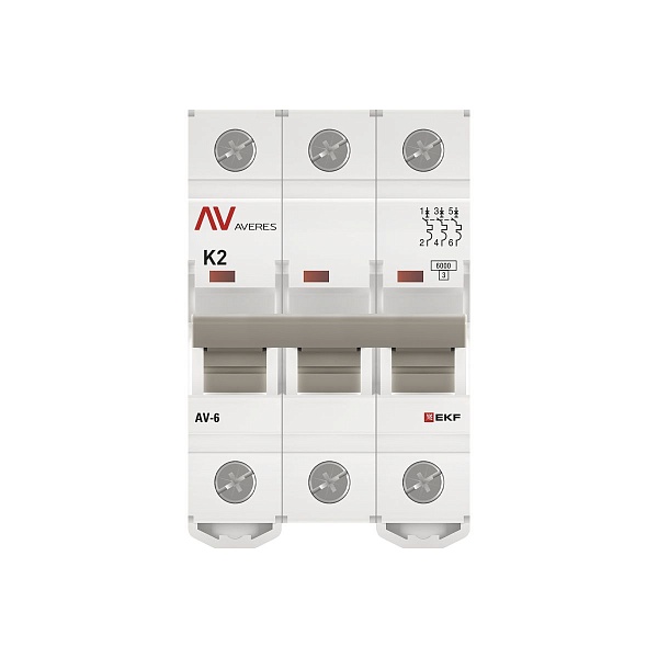 Выключатель автоматический AV-6 3P 2A (K) 6kA EKF AVERES