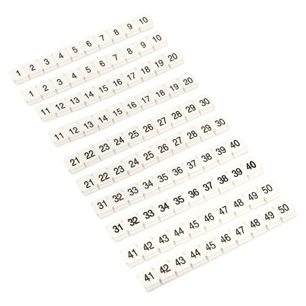 Маркеры для ST/Push-in 2,5 с нумерацией 1-50 для крепления сбоку (100 шт.) EKF