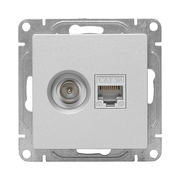 Механизм розетки TV+RJ45 (cat5), алюминий Эпика EKF