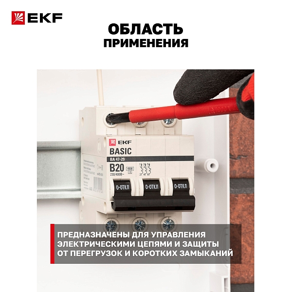 Автоматический выключатель ВА 47-29 2P 6А (B) 4,5кА BASIC