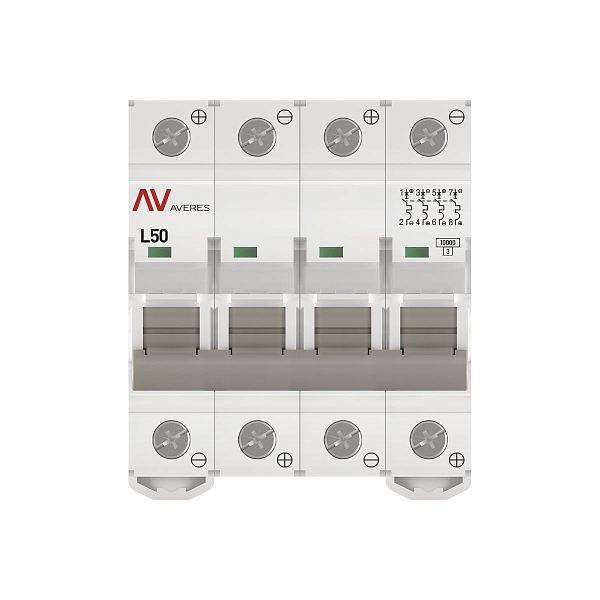 Выключатель автоматический AV-10 DC 4P 50A (L) 10kA EKF AVERES